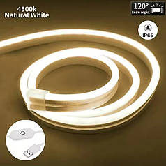 Стрічка світлодіодна водонепроникна гнучка 5 м 4500 К натуральний білий