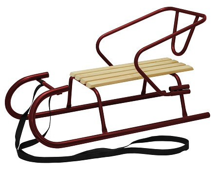 Хороші металеві санки зі зручною спинкою для дітей зимові, Сніжок Snower, для катання по снігу, 2,8 кг Бордовий, фото 1