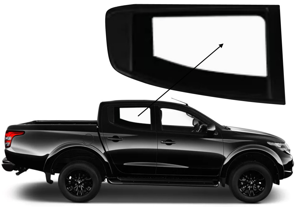 Бічне скло Mitsubishi L200 2015-2024 задніх дверей праве, фото 1