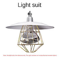 Абажур-відбивач для інфрачервоної лампи з неіржавкої сталі + патрон із підвісом + захисна плетена люстра