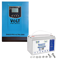 Аварійний комплект Volt Polska ULTRA-HV 2000 12/230V 1000/2000W + Акумулятор Volt Polska LiFePO4 12,8V 100Ah