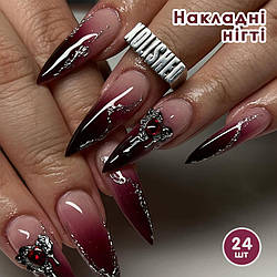 Накладні нігті 24 шт. + клей для нігтів, стилет для манікюру