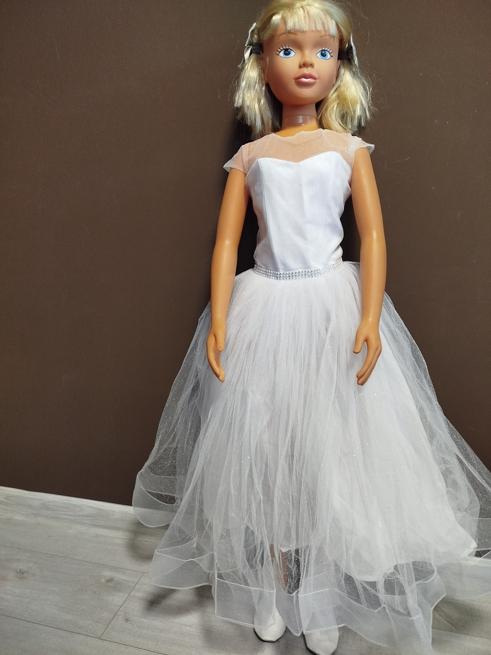 Бальна пишна сукня для дівчинки на ранок та свято у садок 4-8 років Принцеса Україна біле фатин зі шнурівкою, фото 1