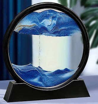 Настільна 3D картина «Піщаний пейзаж», Синій / 3д картина антистрес рухомий пісок / Рамка з піском