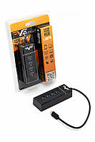 Концентратор USB Frime (1х3.0+3x2.0) Type-C Black (FH-20060) 4*USB 3.0 без БП, функція захисту