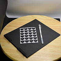 Альбом с черными листами + белая ручка, уголки для фото | Набор - Все для заполнения черного альбома