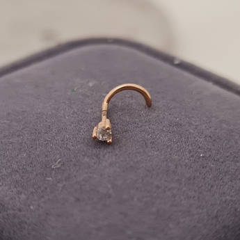 Сережка для пірсингу золота з білим круглим фіанітом 0.14