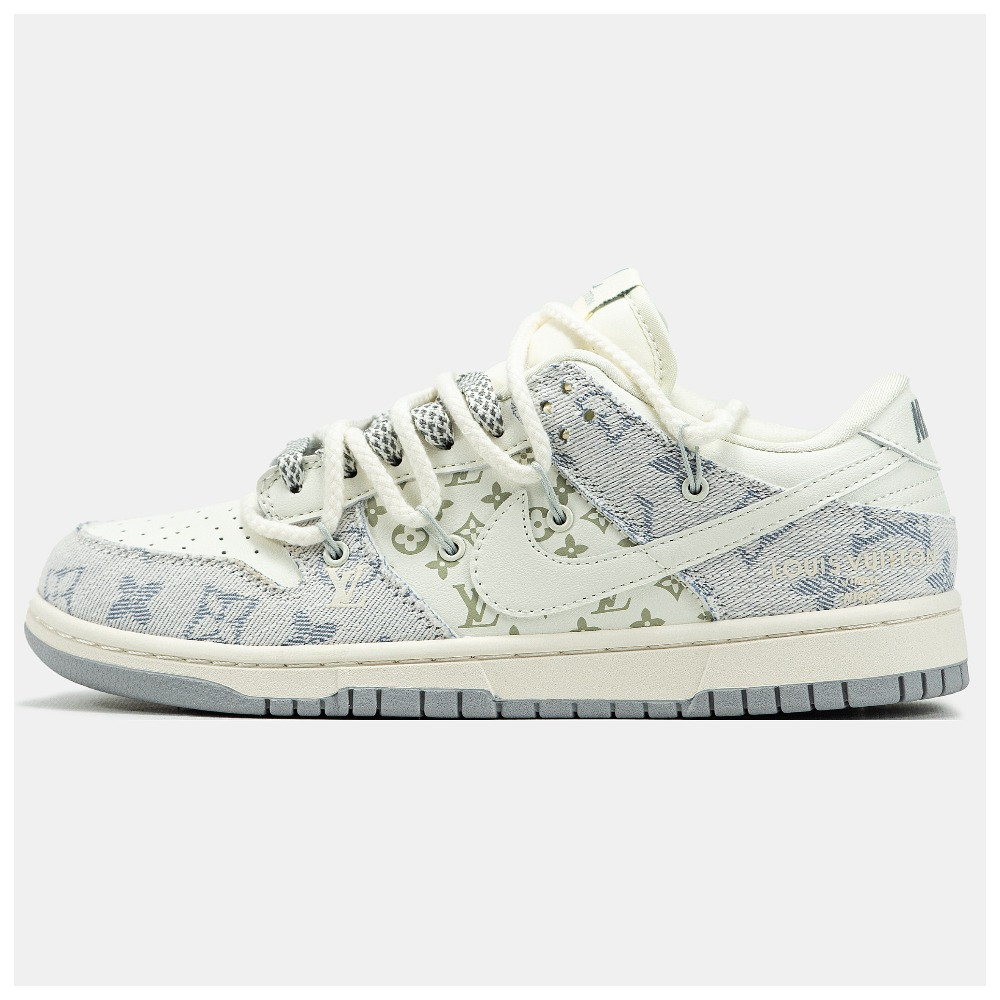Чоловічі / жіночі кросівки Nike SB Dunk Low x Louis Vuitton White Grey, шкіряні кросівки найк сб данк лов луі віттон