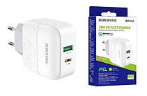 Мережевий зарядний пристрій Borofone 18W, PD, QC3.0 White (BA46A)