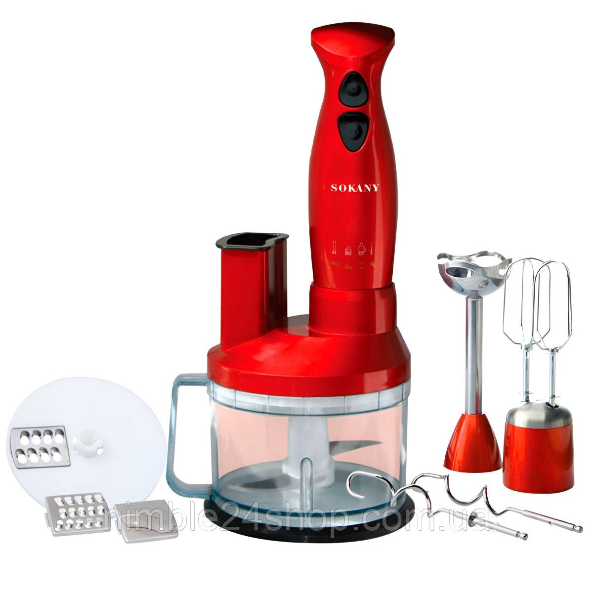 Кухонний комбайн 7 в 1 безшумний 700 Вт блендер міксер соковитискач м'ясорубка та тістоміс Sokany SM-5011-7