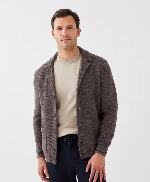 Чоловічий кардиган з вовною LC Waikiki/ЛС Вайкікі, кавового кольору, з кишенями. фірмова Туреччина