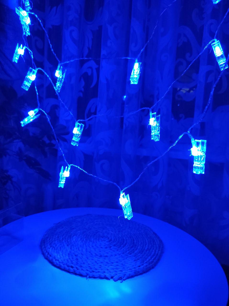 Світлодіодна гірлянда з прищіпками для фото 20 led, 4 метри на батарейках, фото 1