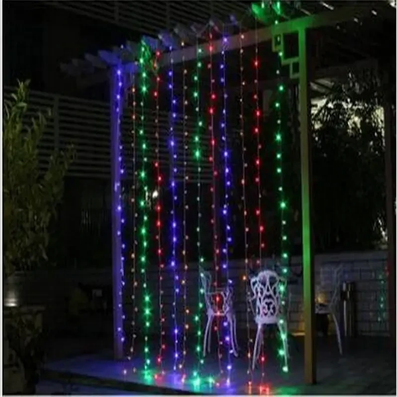 Гірлянда штора Кристал 3*1,8 м, різнокольорова LED 256, чорний провод