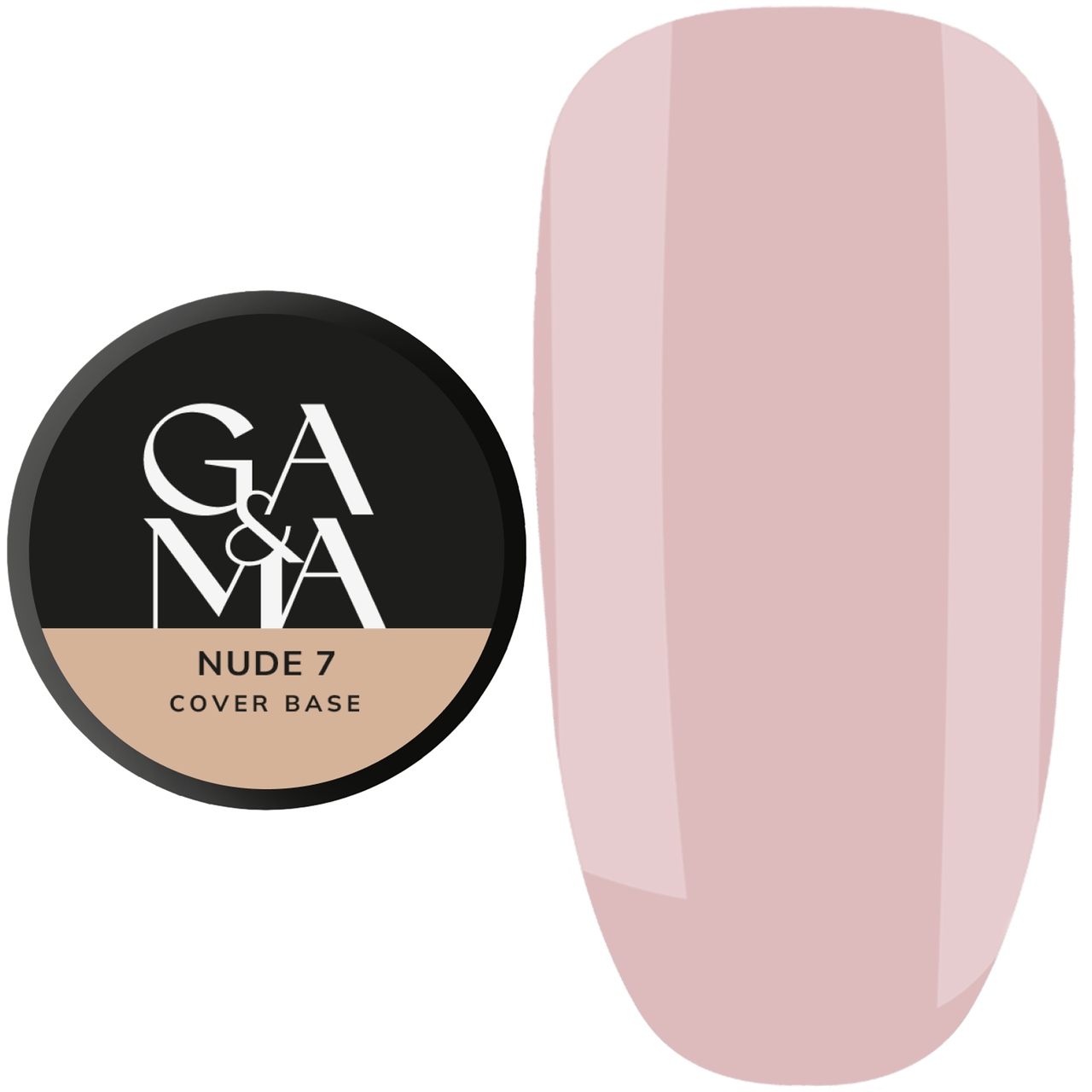 Камуфлююча база для нігтів нюд Ga&Ma Cover base 007 Nude, 30 мл, фото 1