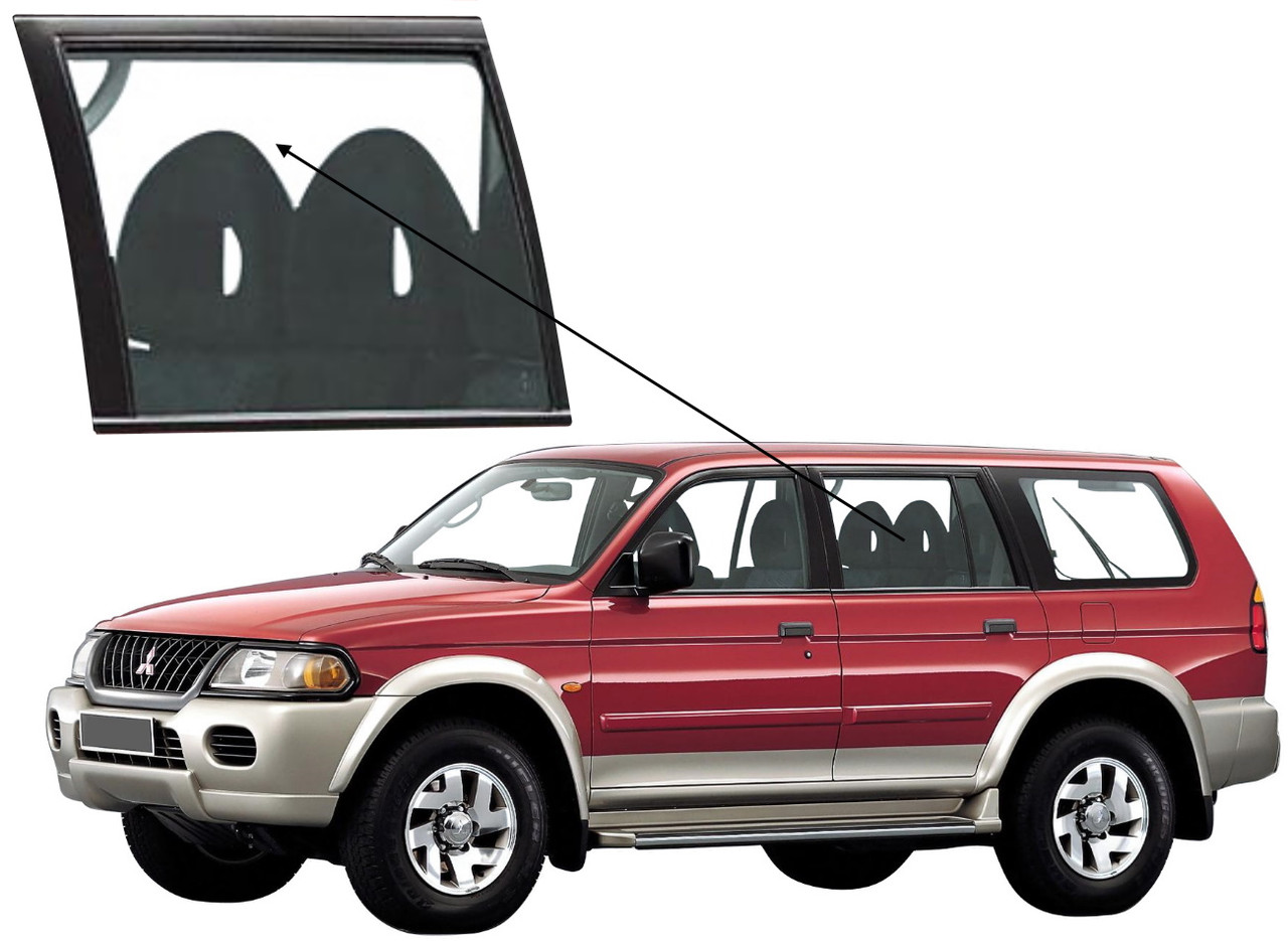Бічне скло Mitsubishi Pajero Sport 1998-2007 задніх дверей ліве, фото 1
