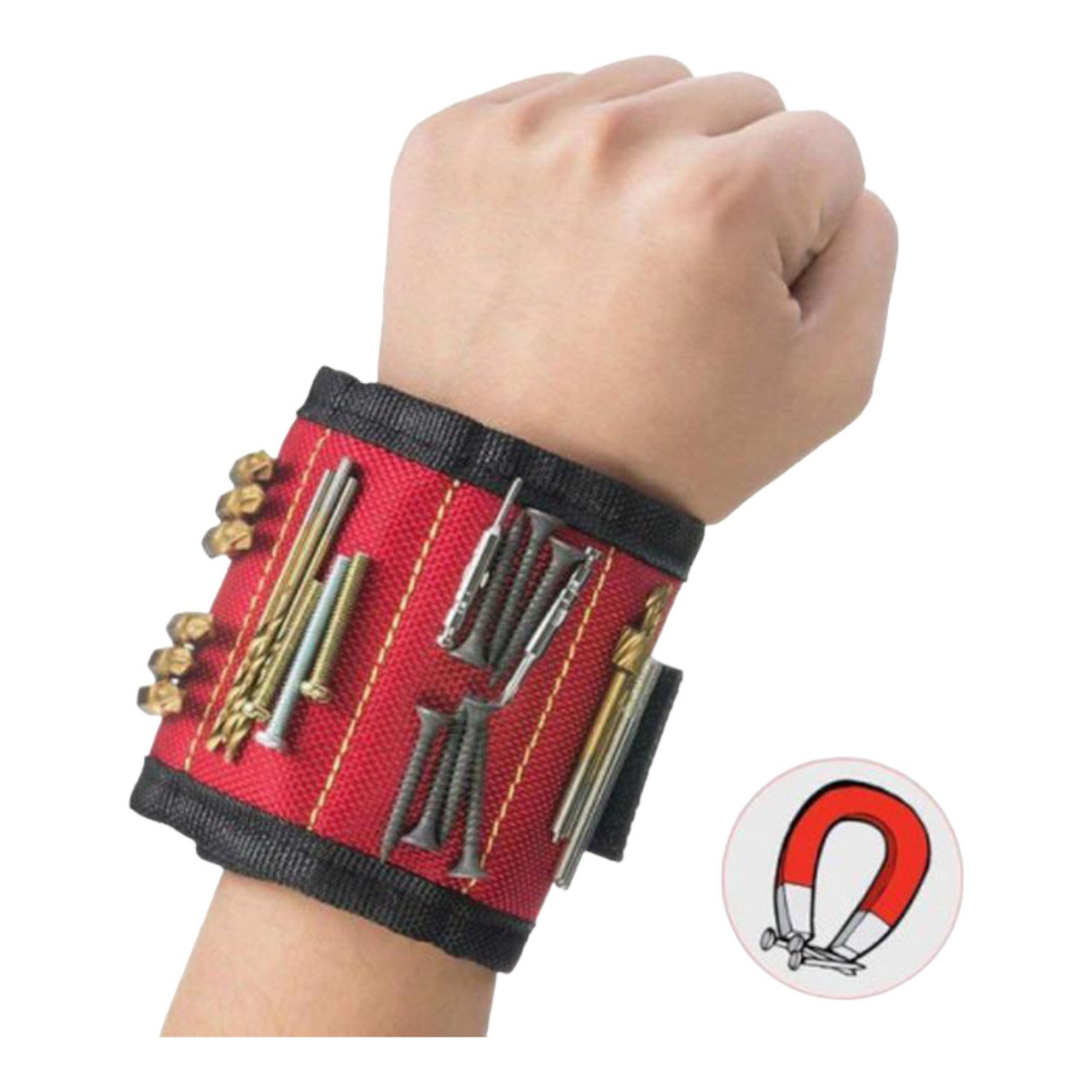 Магнітний браслет Magnetic Wristband червоний для інструментів
