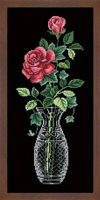 Набір для вишивання "Rose in vase". AIDA 14CT, 20*42 см. БЕЗ нанесення схеми на канву.