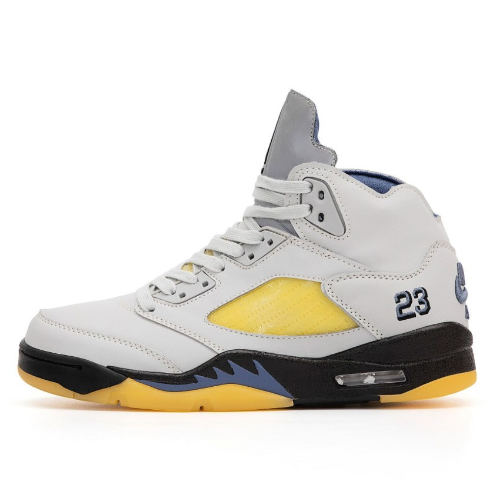 Чоловічі кросівки Nike Air Jordan 5 A Ma Maniere Dawn FZ5758-004 Grey Yellow Black, сірі шкіряні кросівки найк аір джордан V Retro