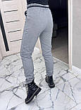 Сірі теплі штани в обтяжку жіночі зимові кашемірові брюки жіночі з високою посадкою великого розміру, фото 5