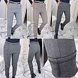 Сірі теплі штани в обтяжку жіночі зимові кашемірові брюки жіночі з високою посадкою великого розміру, фото 7