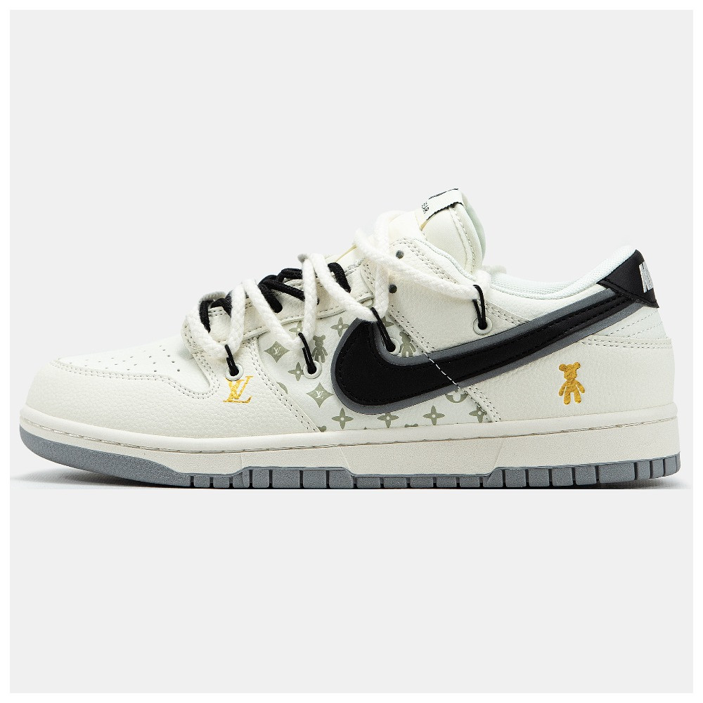 Чоловічі / жіночі кросівки Nike SB Dunk Low x Louis Vuitton x Gloomy Bear White Black шкіряні кросівки найк сб данк лов луі віттон