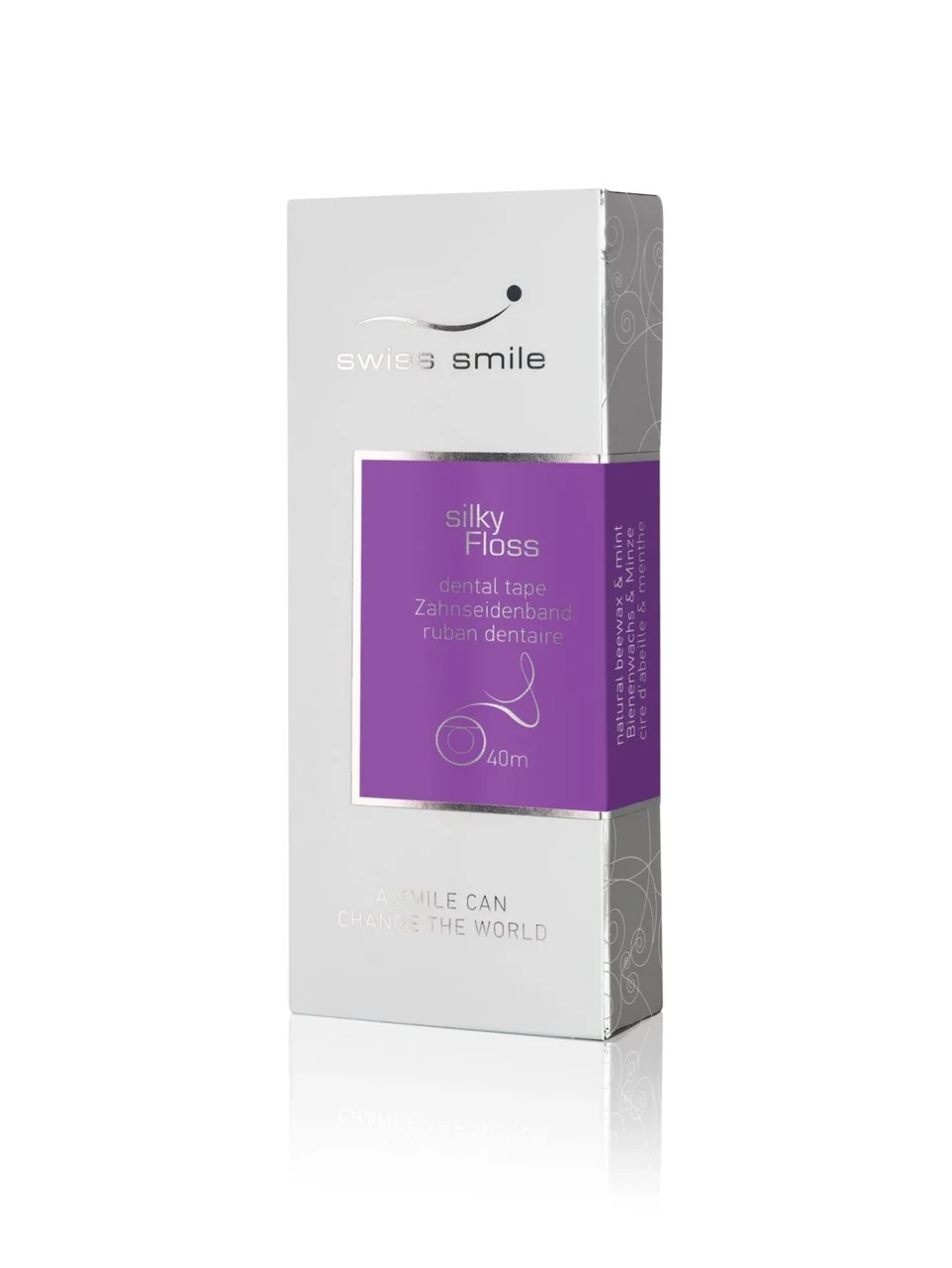 Шовковиста срібна зубна нитка Swiss Smile Silky Silver 40 м, фото 1