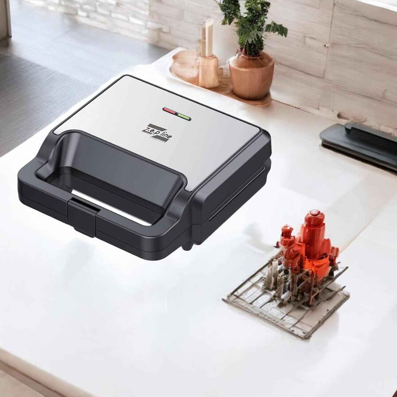 Вафельниця 8в1 Zepline 2200W Мультимейкер зі змінними панелями для сендвічів пончиків гриль горішниця