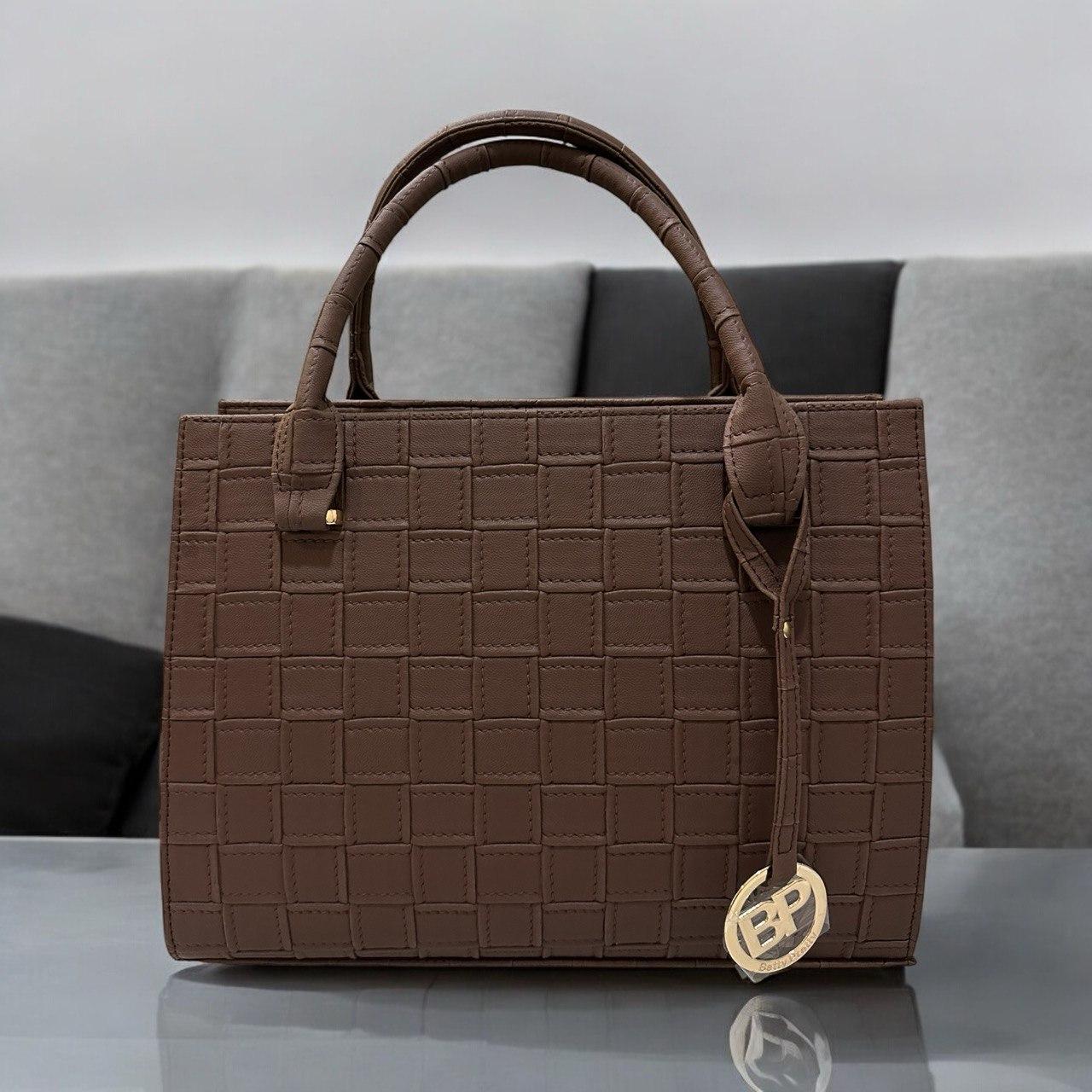 Сумка каркасна жіноча Betty Pretty зі шкіри коричнева 986BROWN