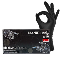 Рукавички одноразові нітрилові - MediPlus BlackyPlus Light L 100 шт. чорний 24008051 (21172)