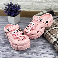 Крокси жіночі з джибітсами на платформі Е-0020327-4 Рожеві