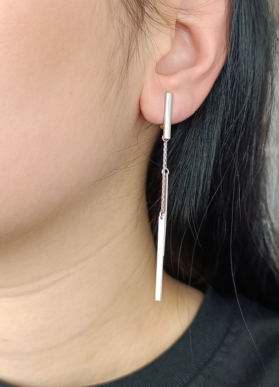 Сережки-підвіски в білому золоті С113, фото 1