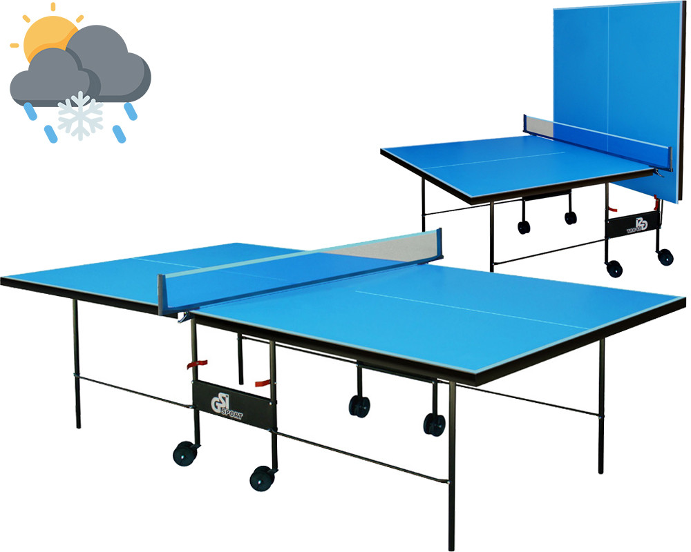 Всепогодний тенісний стіл Athletic Outdoor Alu Line GSI-sport Пінг понг складаний, вуличний, домашній, Синій