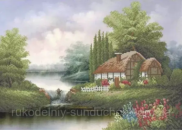 Схема для вишивання бісером ТМ Acorns Будинок біля річки А3-К-320, фото 1