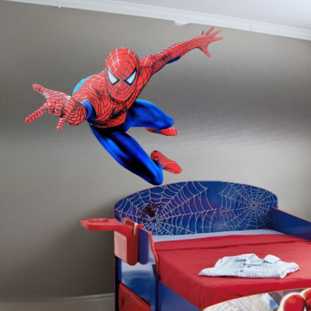 Наклейка дитяча «Людина-Павук» в дитячу кімнату вінілова для хлопчиків з 3D ефектом 60х90 см, фото 1