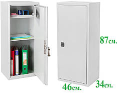 Офісний сейф високий з трейзером та роздільною полицею з ключовим замком