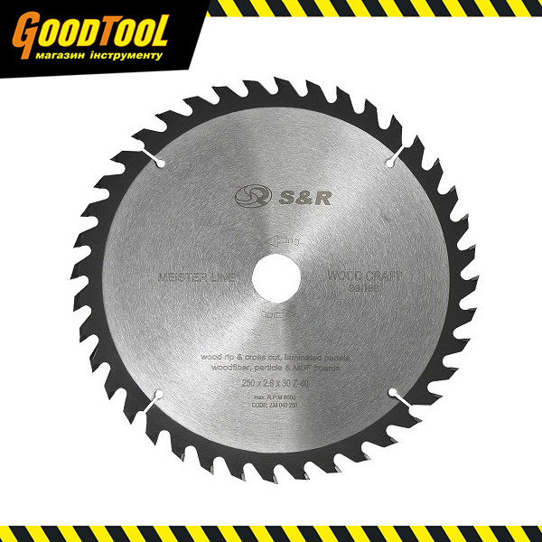 Диск пильний S&R Meister Wood Craft 305x30x2,4 мм, 40 зубів (238040305)
