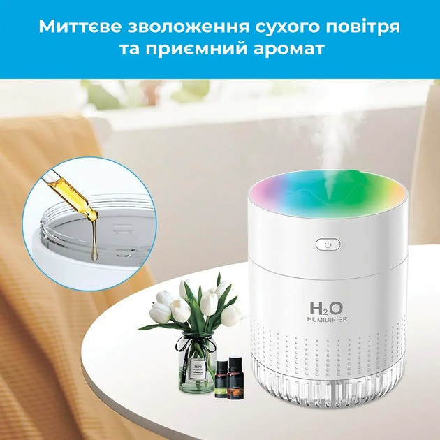 Ультразвуковий зволожувач повітря "Снігові гори" lED light humidifier H2O, аромадифузор ультразвуковий