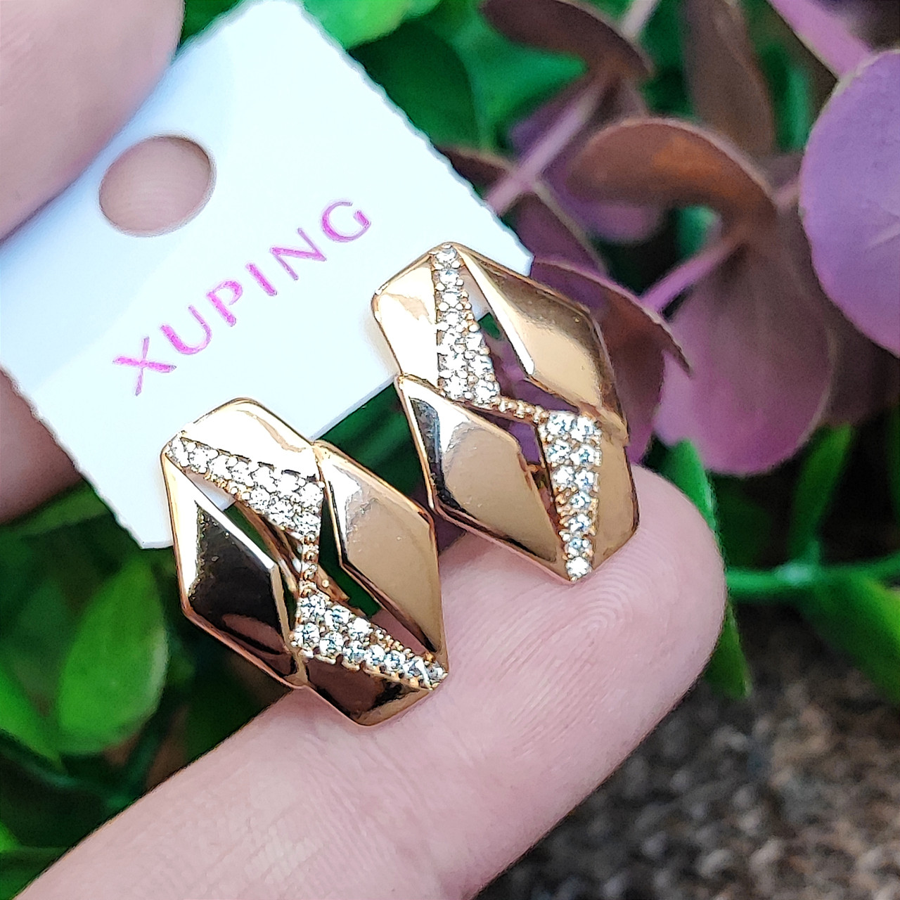 Сережки Xuping довжина 2см ширина 12мм медичне золото позолота 18К с1538