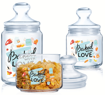 Набір банок для сип. продуктів скло"Luminarc.Baked Wit Love" (3шт)0,5/0,75/1л№V6758/812474