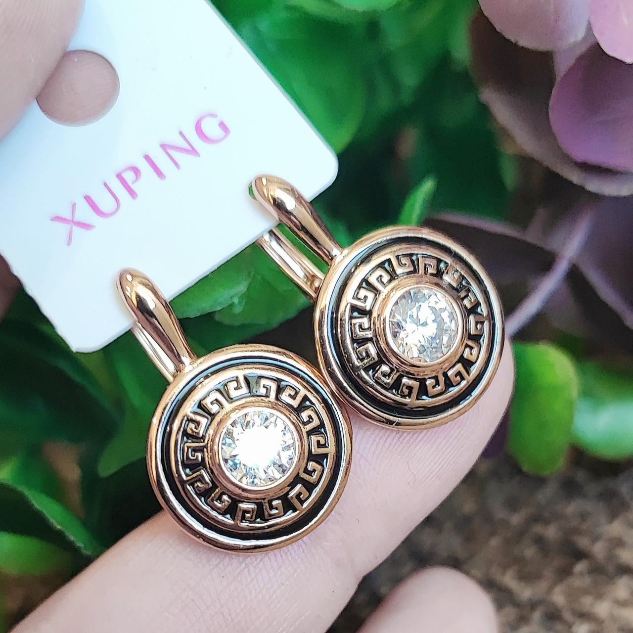 Сережки Xuping довжина 2.5см ширина 12мм Версаче медичне золото с1541