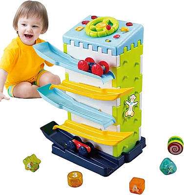 Велика ігрова панель дитині Музична вежа будиночок Спуск для машинки Сортер Зигзаг із шайбою скелелаз світло