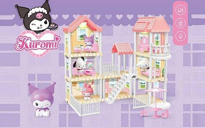 Затишний ігровий котедж із меблями та героями Іграшковий компактний модульний триповерховий будиночок дівчинці