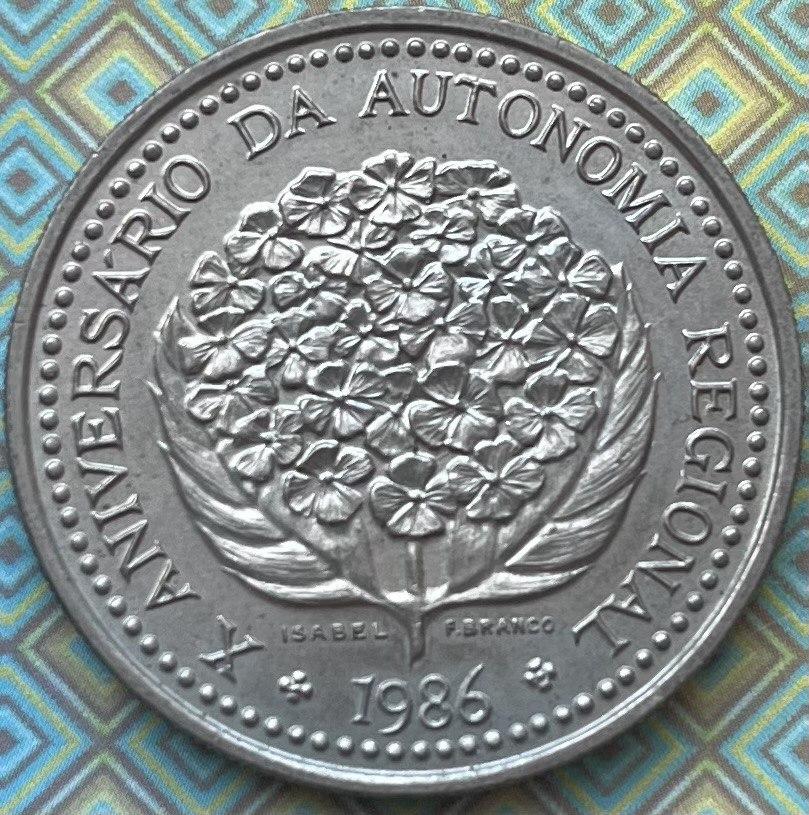 Монета Португалії Азорські о-ви 100 ескудо 1986 р. 10 років Автономії