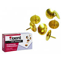 Кнопки канцелярські, металеві 50шт. Золоті, 4202-А Axent