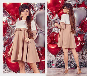 Жіноче плаття французький трикотаж 42-44,46-48 блакитний, беж