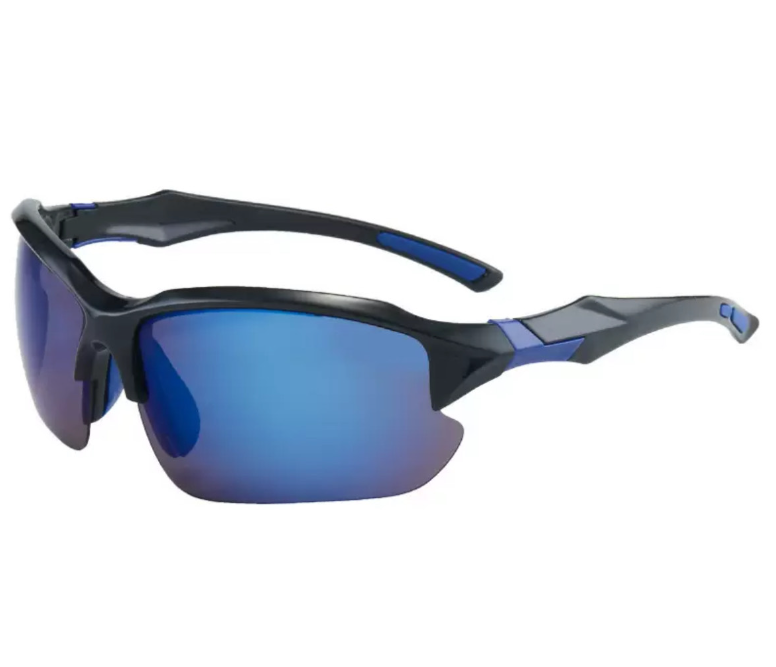 Качественные Очки солнцезащитные черные с синими вставками, фото 1