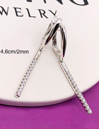 Сережки біле медзолото з білими фіанітами Жанетт, фото 1