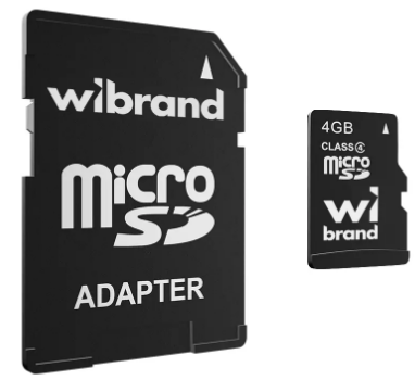Карта пам`яті 4GB Micro-SDHC Wibrand class4 (adapter SD) №1958, фото 1
