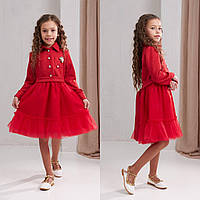 Нарядна Сукня на дівчинку 116 см Замш 003369 Червона