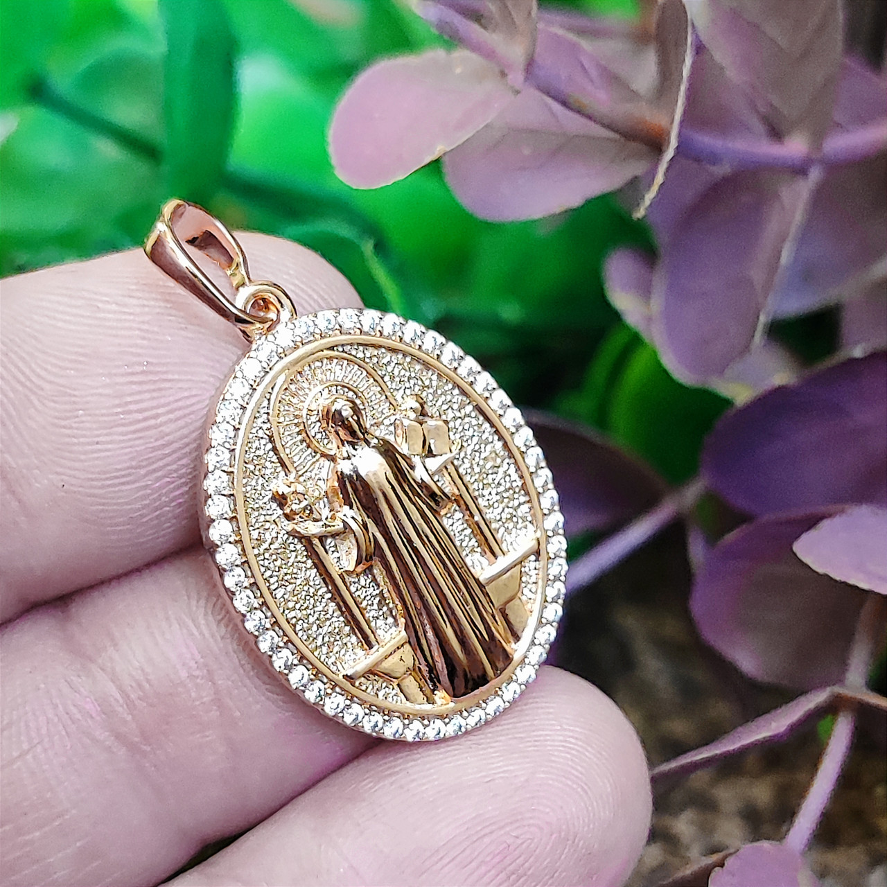 Ладанка Xuping Божа матір довжина 3.3см на цепочку до 4мм медичне золото л361